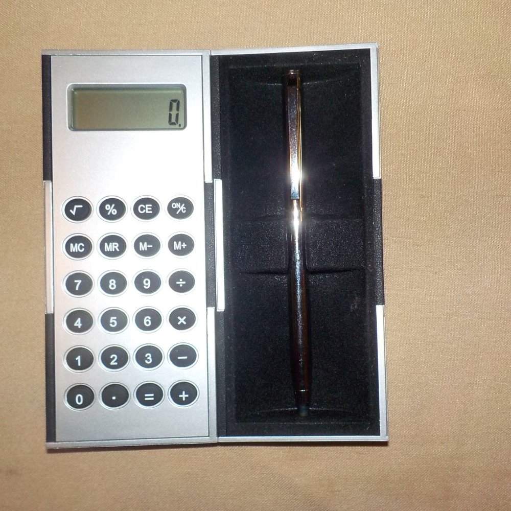 NASD MEDIATION SETTLEMENT MONTH BLACK & SILVER CALCULATOR WITH PEN